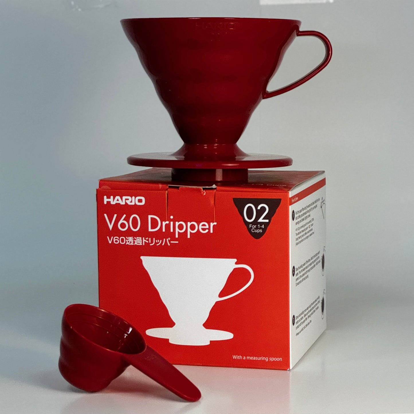 Hario V60 02 Plastic Coffee Dripper (2 cups) - Red